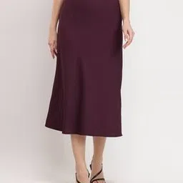 Women A-Line Skirt with Elasticated Waist-image-57
