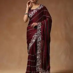 Women Embroidered Saree with Blouse Piece-image-17