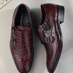 Men Croc-Embossed Round-Toe Monks-image-13