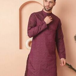 Men Regular Fit Long Kurta with Mandarin Collar-picture-14