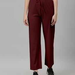 Women Ribbed Straight Track Pants with Drawstring Waist-image-43