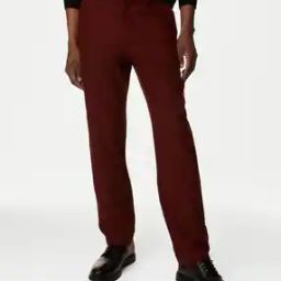 Men Regular Fit Flat-Front Trousers-picture-17