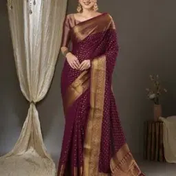 Floral Print Saree with Contrast Border-image-10