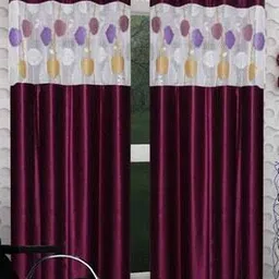homefab india Set of 2 Leaf Print Polyester Window Curtains-picture-9