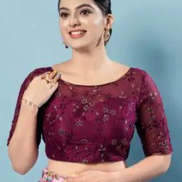 Women Embroidered Back-Open Blouse-38