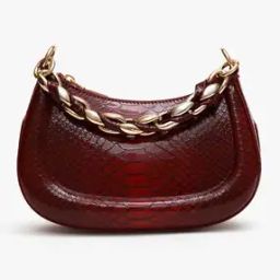 Women Snake Ebmbossed Sling Bag wihth Linked Chain Handle-0