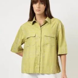 Women Printed Regular Fit Shirt with Flap Pockets-image-42