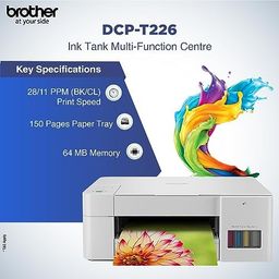 Brother DCP-T226 Multifunction (Print Scan Copy) Ink Tank Color Printer Best for Home, 64 MB Memory, 150 Sheet Paper Tray, USB, Print Up to 7.5 K Pages in Black and 5 K in Color Each for (CMY) image 3