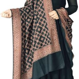 kala maison Extra Fine Count Pashmina Woollen Shawl, Reversible, Elegant & Lightweight, Solid Black Color, Traditionally Designed by Local Artisans for Women image 3