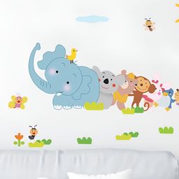 Jaamso Royals Blue & Green Birds And Animals Printed Waterproof Wall Stickers-42