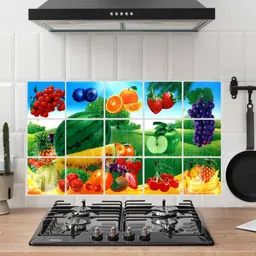 Jaamso Royals Green & Red Fruits and Vegetables Self-Adhesive Kitchen Wall Sticker-6