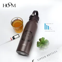 HOOM Brown Printed Stainless-Steel 600ML Water Bottle-20