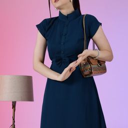 Krunal Raiyani Women Mandarin Collar Georgette Fit & Flare Maxi Dress-image-28