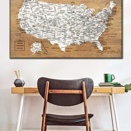 POSTERS AND TRUSS Brown & White World Map Wall Art-image-6