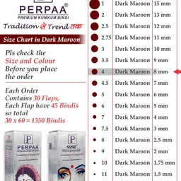 PERPAA Premium Kumkum Set Of 2 Round Stick On Bindi Book - Black & Maroon image 3