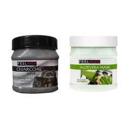 FEELHIGH Combo Of Activated Charcoal Face Scrub & Aloevera Face Mask - 500ml Each-72
