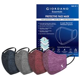 GIORDANO Unisex Pack Of 4 6-Ply Reusable Outdoor Face Mask-33