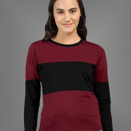 BAESD Colourblocked Cotton Round Neck T-shirt-picture-41