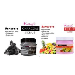 FEELHIGH Set Of 2 Charcoal Scrub & Fruit Mask-500ml Each image 2
