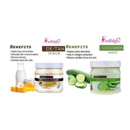 FEELHIGH Set of De Tan Scrub & Cucumber Face Mask - 500 ml Each image 2