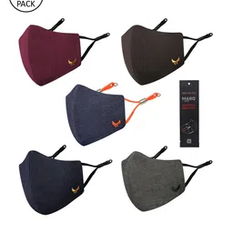 MASQ Men Pack Of 5 Solid 4-Layer Protection Pure Cotton Cloth Masks-39