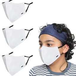 MASQ Kids Pack Of 3 Solid 4-Ply Reusable Cotton Cloth Masks-22