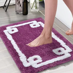 Aura Purple & White Printed Rectangular 1850 GSM Microfiber Bath Rug-15