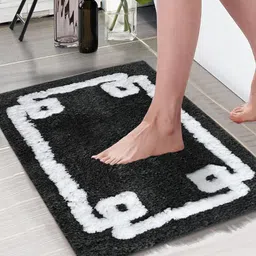 Aura Grey Abstract Rectangular Anti Skid 1850 GSM Bath Rug-46