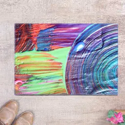 ROMEE Purple & Green Abstract Digital 3D Printed Anti-Skid Doormat-4
