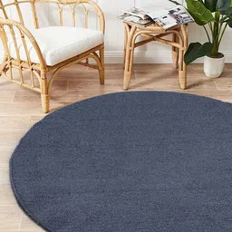 Saral Home Blue Solid PP-Yarn Round Anti-Skid Multi-Use Floor Mat-46
