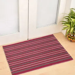KLOTTHE Maroon & Green Striped Anti-Skid Dhurrie Door Mat-image-37