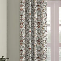 HOUZZCODE White & Multicoloured Ethnic Motifs Black Out Window Curtain image 2