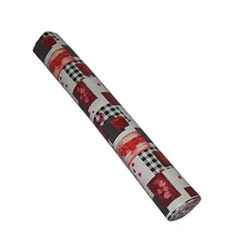 Kuber Industries White & Red Heart Design Printed Shelf Mat image 3