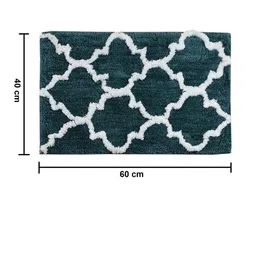 Aura Teal Green Printed 1850 GSM Rectangular Anti Skid Bath Rugs image 2