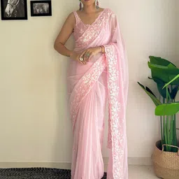 Anouk Floral Sequinned Pure Georgette Saree-55