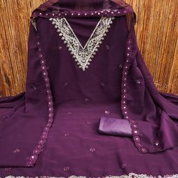KALINI Embroidered Silk Georgette Unstitched Dress Material-image-4