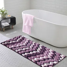 OBSESSIONS Mauve & Purple Chevron Anti-Skid 1800GSM Bath Rug-3