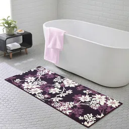 OBSESSIONS Purple Floral Patterned 1800 GSM Anti-Skid Bath Rugs-image-70