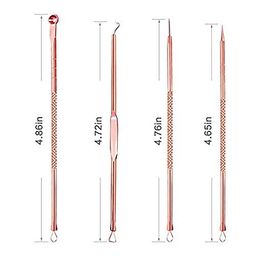 MACPLUS 4Pcs Blackhead Pimple Golden Remover Tools for Professional Tweezers Kit for Remove Acne Comedone Extractor, Black Heads Removing on Face Removal image 2