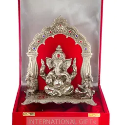 INTERNATIONAL GIFT Silver Toned Aluminium Ganesh Idol Gift Set-image-82