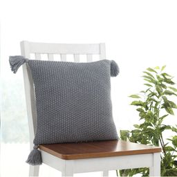 Pluchi Grey Melange Knitted Cotton Square Cushion Cover-15