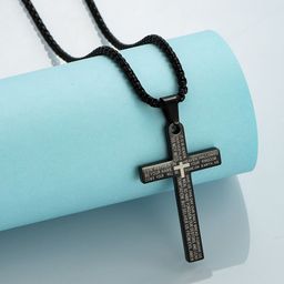 Yellow Chimes Men Silver-Plated Cross Charmed Pendant Chain-image-85