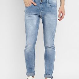 Routeen Men Blue Slim Fit Heavy Fade Stretchable Jeans-image-6