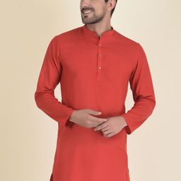 DEYANN Men Red Thread Work Kurta-11