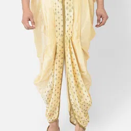DEYANN Men Cream & Green Ethnic Print Dhoti Pants-image-48