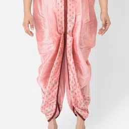 DEYANN Men Peach-Coloured Printed Dhoti-5