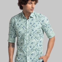 Parx Slim Fit Tropical Printed Pure Cotton Casual Shirt-image-30