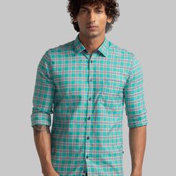 Parx Slim Fit Opaque Checked Organic Cotton Casual Shirt-image-61