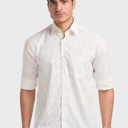 ColorPlus Tailored Fit Opaque Self Designed Casual Pure Cotton Shirt-image-53