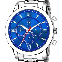 Shocknshop Men Stainless Steel Bracelet Style Straps Analogue Watch Watch69Blue-31